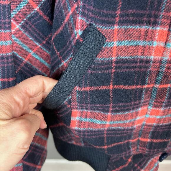 Billabong jacket women's small buffalo plaid grunge y2k quilted hood vintage - Picture 7 of 15